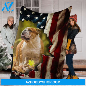 English Bulldog Premium Blanket In The Flag Fleece Blanket