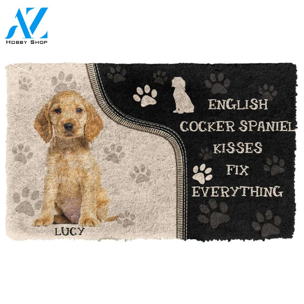 Gearhumans Gearhuman 3D English Cocker Spaniel Kisses Fix Anything Custom Name Doormat