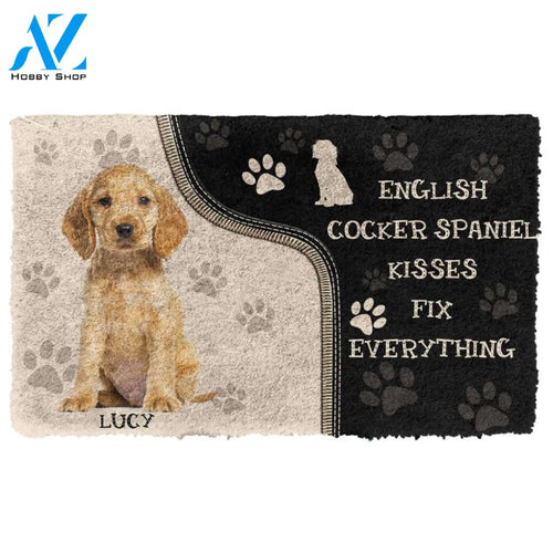 Gearhumans Gearhuman 3D English Cocker Spaniel Kisses Fix Anything Custom Name Doormat