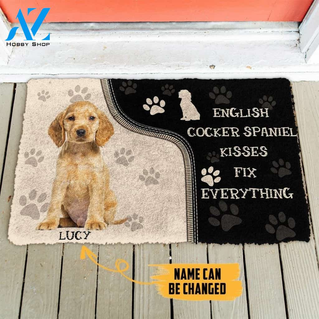 Gearhumans Gearhuman 3D English Cocker Spaniel Kisses Fix Anything Custom Name Doormat