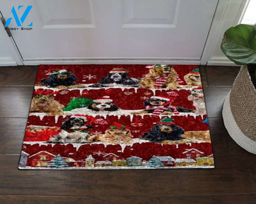 English Cocker Spaniel Snow Christmas Doormat