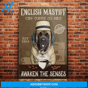 English Mastiff Dog Coffee Company Canvas Wall Art, Wall Decor Visual Art