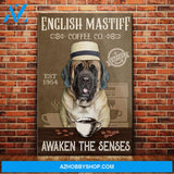 English Mastiff Dog Coffee Company Canvas Wall Art, Wall Decor Visual Art