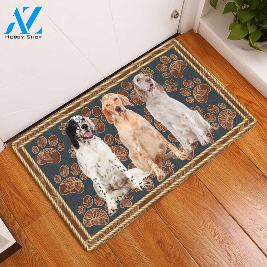 English Setter Flower Paw - Dog Doormat | Welcome Mat | House Warming Gift