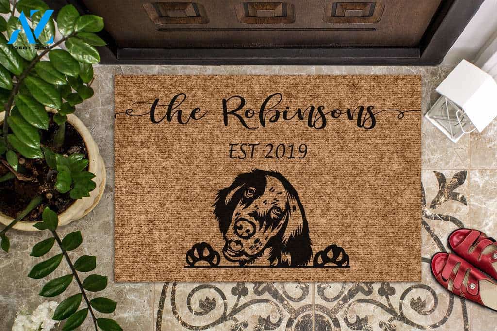 English Setter Funny Dog Custom Name & Year Doormat | Welcome Mat | House Warming Gift