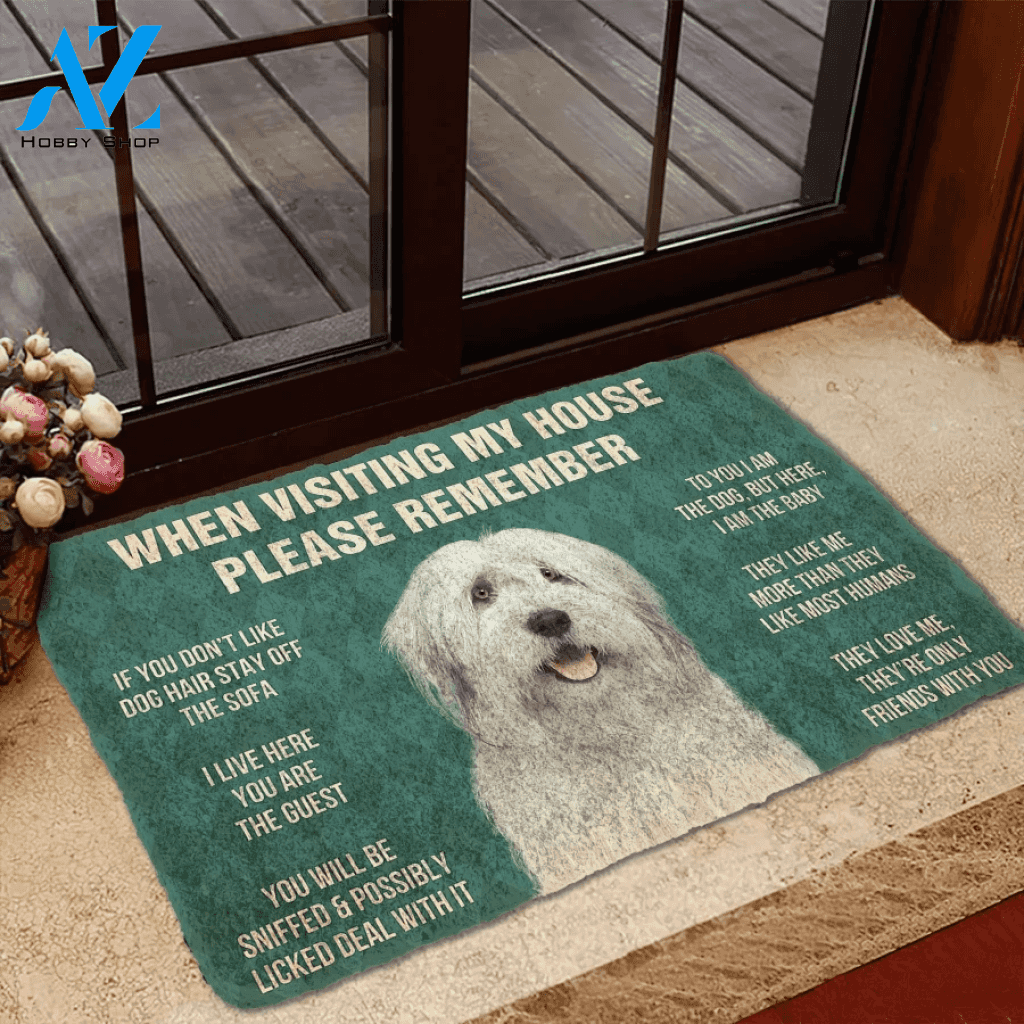 English Sheepdog House Rules Doormat