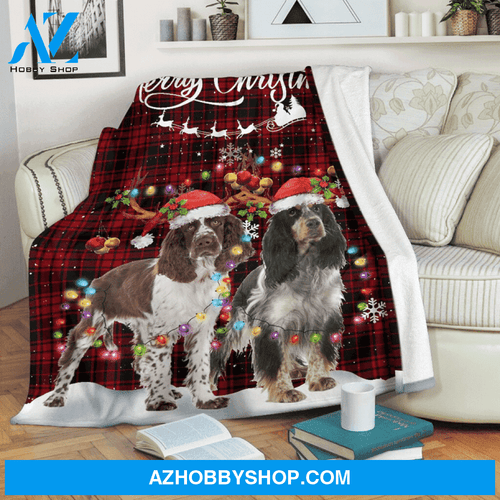 English Springer Christmas Fleece Blanket Gift for English Springer dog lovers Gift For Family & Friends Gift Home Decor Bedding Couch Sofa Soft And Comfy Cozy