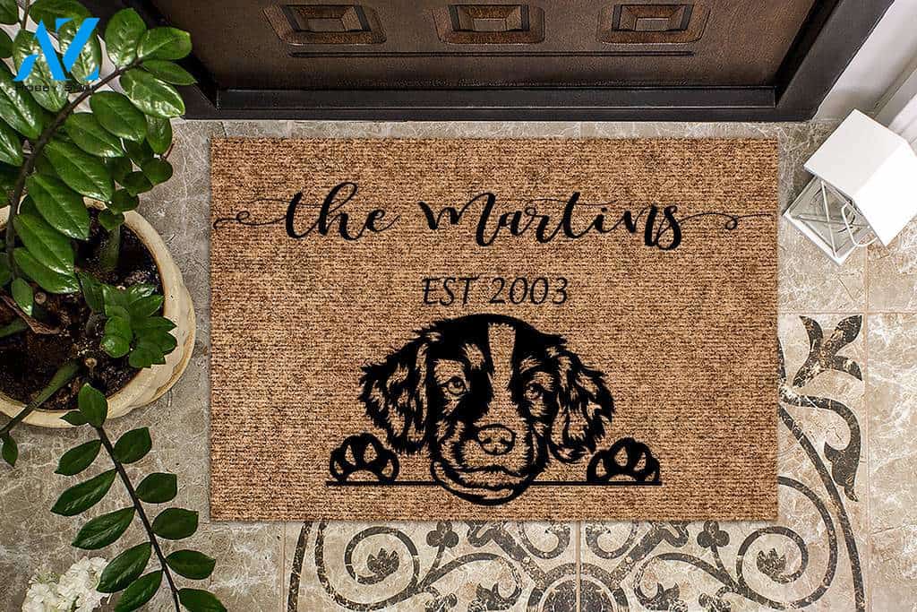 English Springer Spaniel Funny Dog Custom Name & Year Doormat
