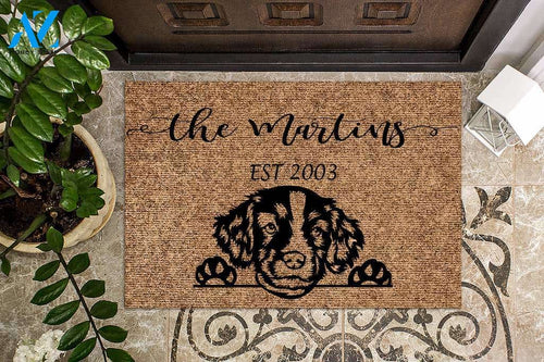English Springer Spaniel Funny Dog Custom Name & Year Doormat