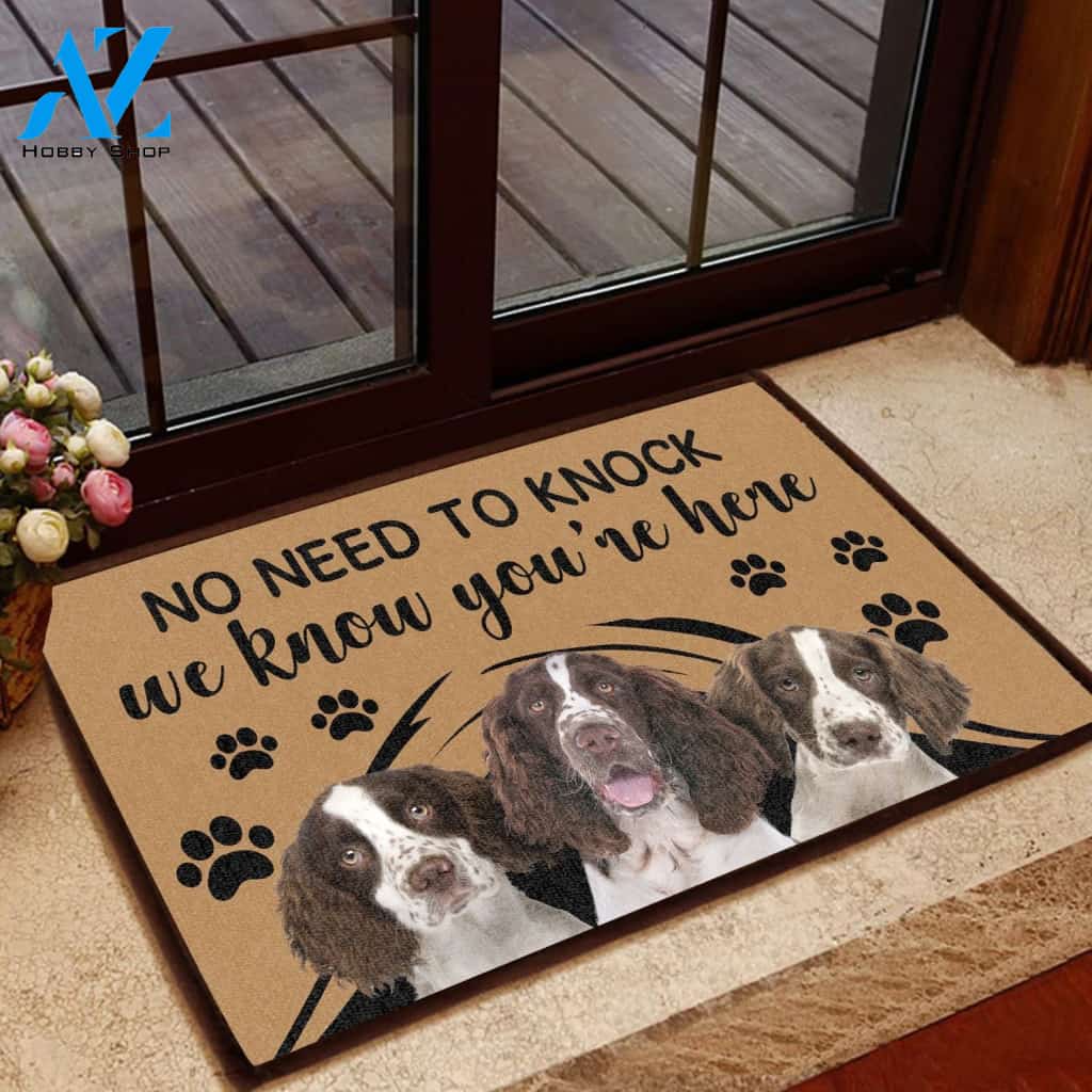 English Springer Spaniel No Need To Knock - Dog Doormat Welcome Mat House Warming Gift Home Decor Gift for Dog Lovers Funny Doormat Gift Idea