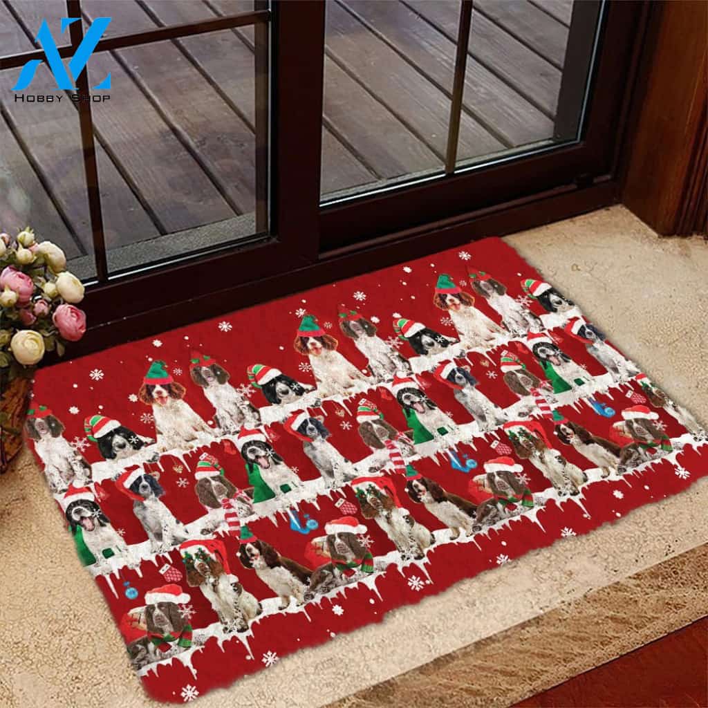 English Springer Spaniel Snow Merry Christmas Doormat