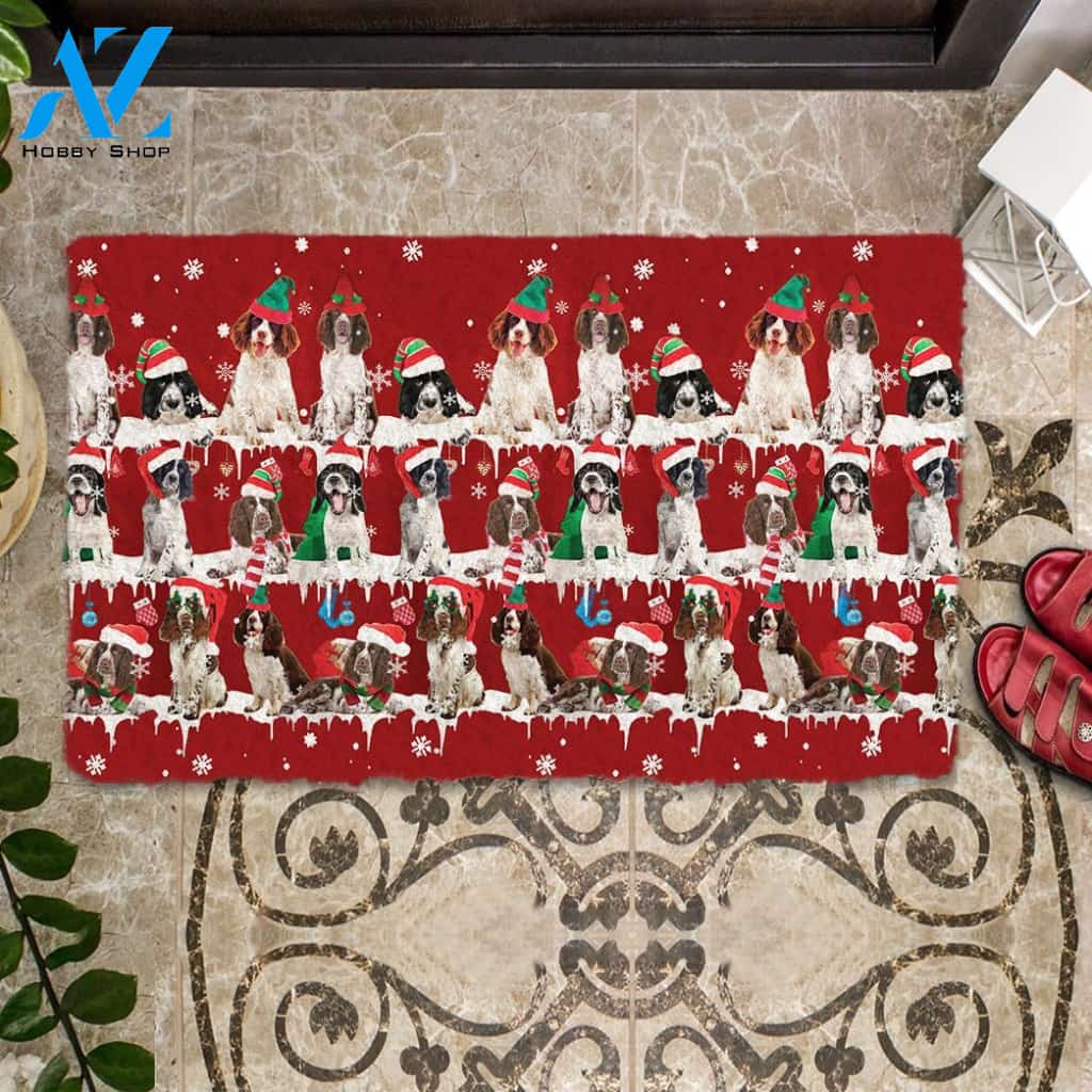 English Springer Spaniel Snow Merry Christmas Doormat