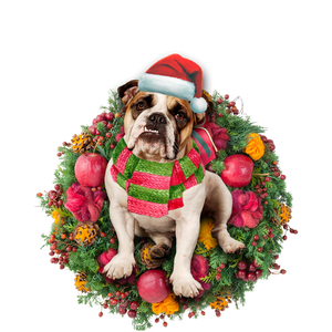 Godmerch- Ornament- English Bulldog Christmas Ornament, Happy Christmas Ornament, Car Ornament