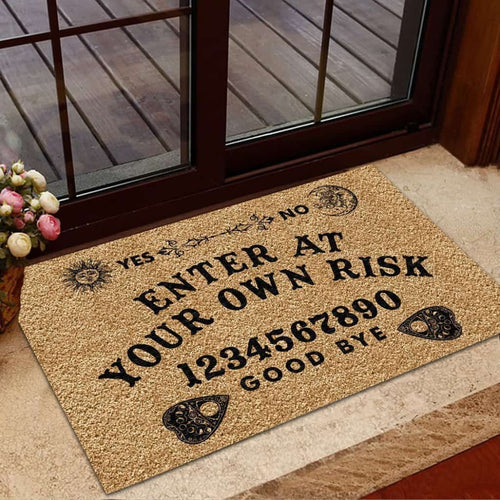 Enter At Your Own Risk Ouija Board Halloween Doormat | Best Outdoor Halloween Decoration