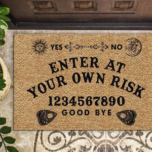 Enter At Your Own Risk Ouija Board Halloween Doormat | Best Outdoor Halloween Decoration