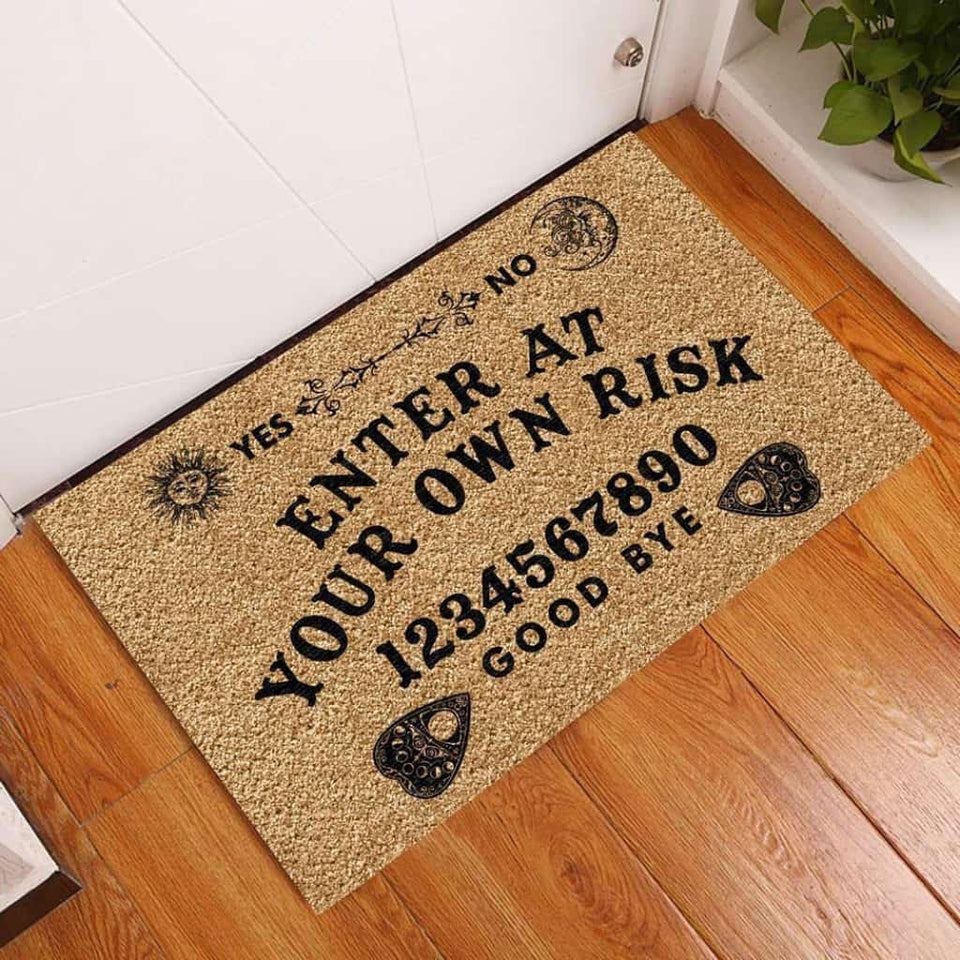 Enter At Your Own Risk Ouija Board Halloween Doormat | Best Outdoor Halloween Decoration