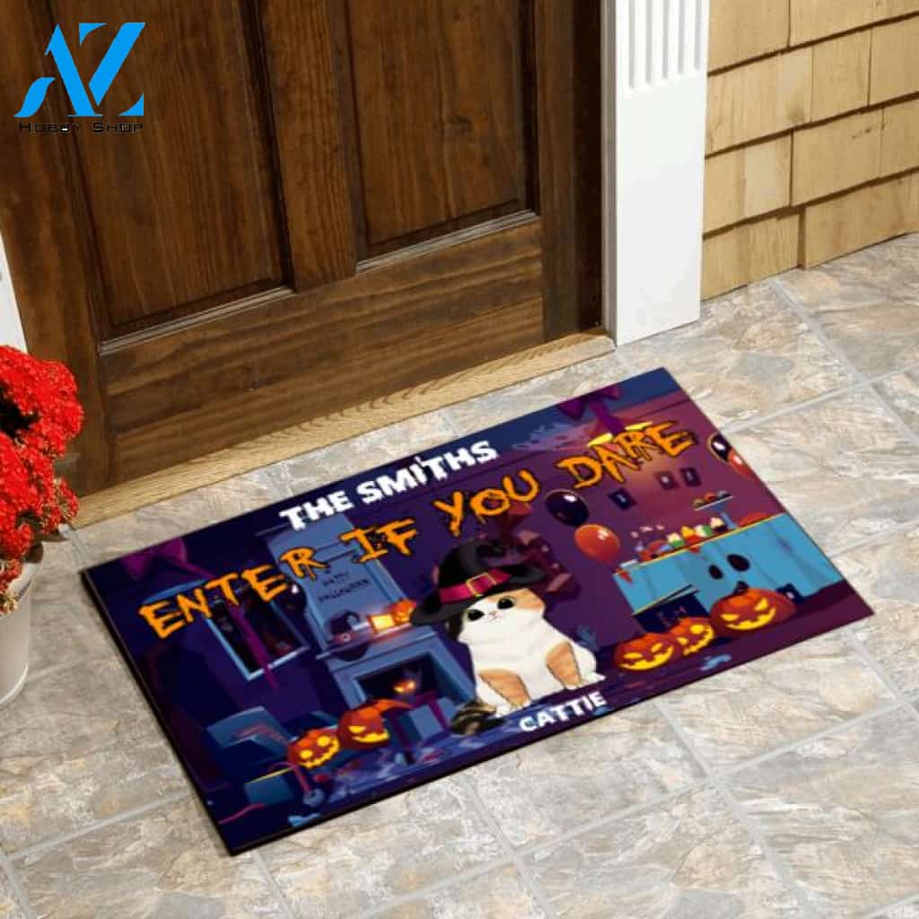 Enter If You Dare Halloween Style - Personalized Doormat