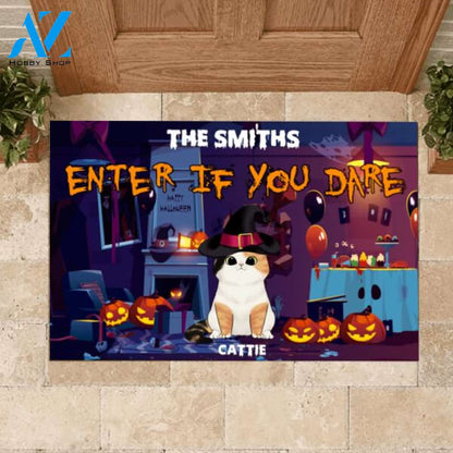 Enter If You Dare Halloween Style - Personalized Doormat