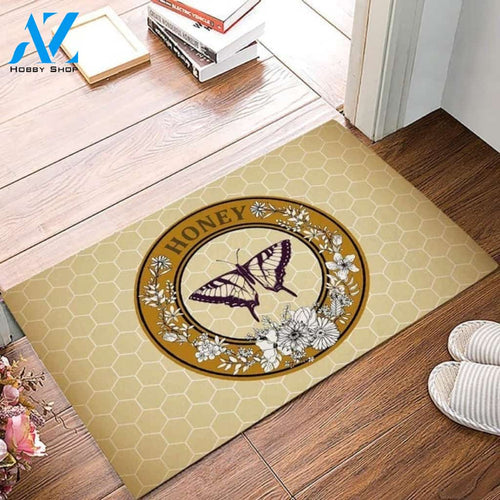 Entrance Rugs Butterfly Daisy Vintage Honeycomb Entryway Indoor and Outdoor Doormat Welcome Mat Housewarming Gift Home Decor Funny Doormat Gift for Family