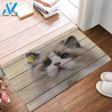 Entrance Rugs Cat and Butterfly Rustic Wooden Board Entryway Indoor and Outdoor Doormat Welcome Mat Housewarming Gift Home Decor Funny Doormat Gift for Family