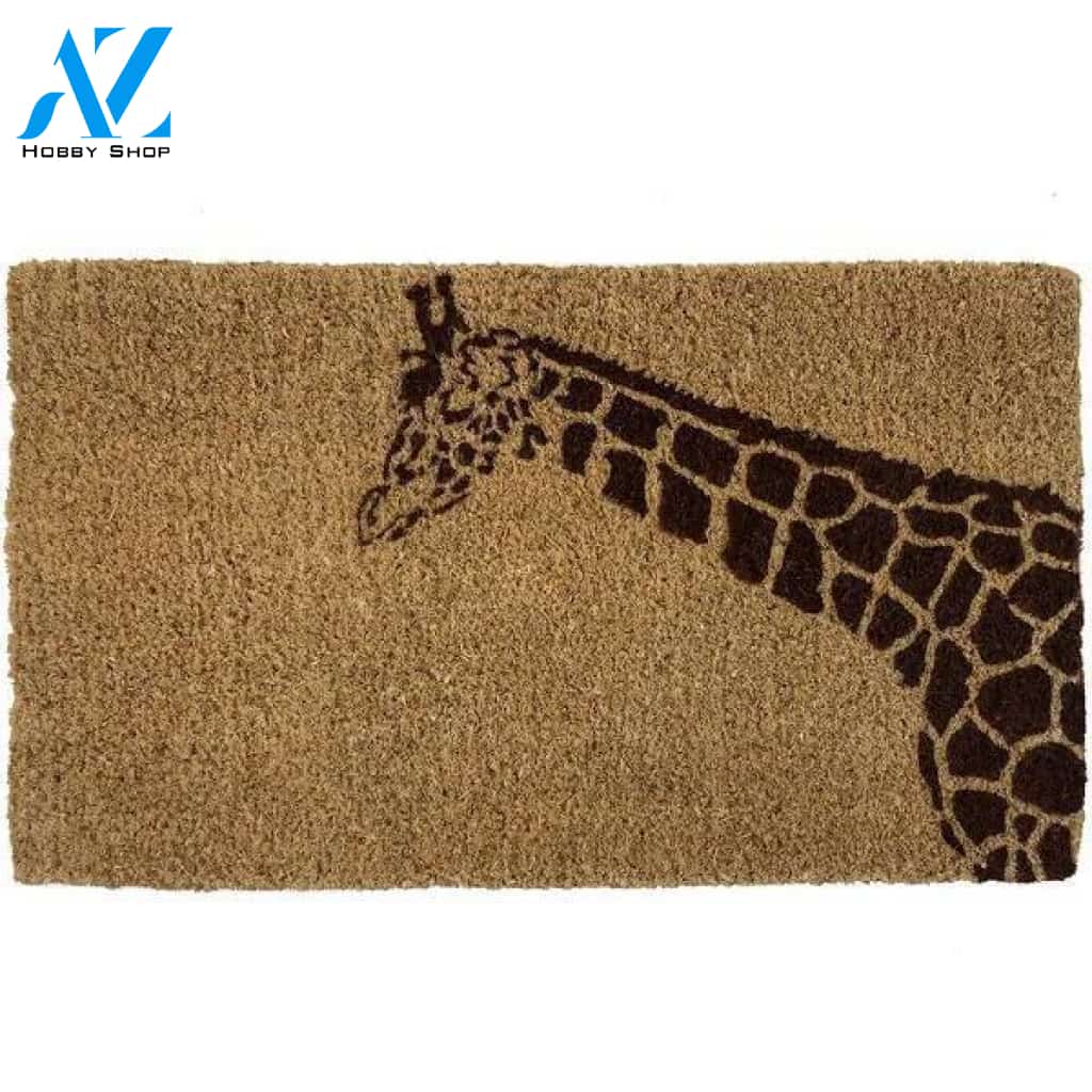 Entryways Giraffe Handwoven Coconut Fiber Doormat Brow