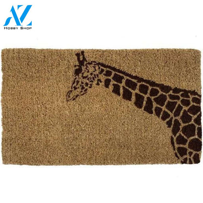 Entryways Giraffe Handwoven Coconut Fiber Doormat Brow