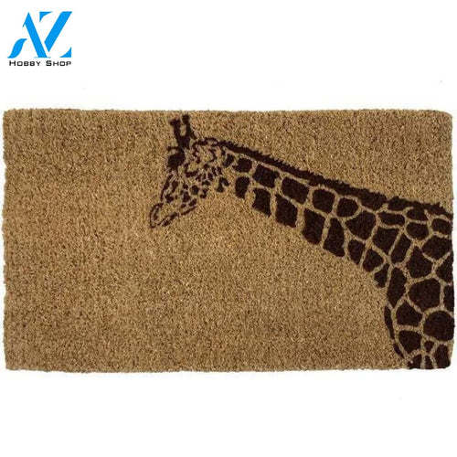 Entryways Giraffe Handwoven Coconut Fiber Doormat Brow