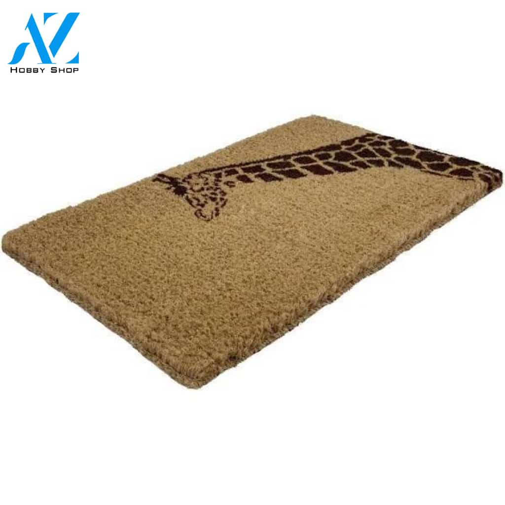 Entryways Giraffe Handwoven Coconut Fiber Doormat Brow