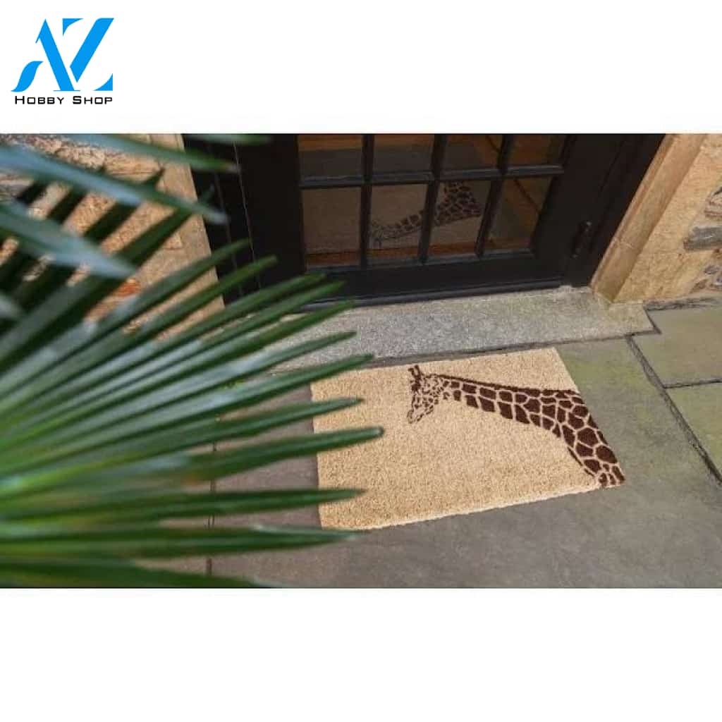 Entryways Giraffe Handwoven Coconut Fiber Doormat Brow