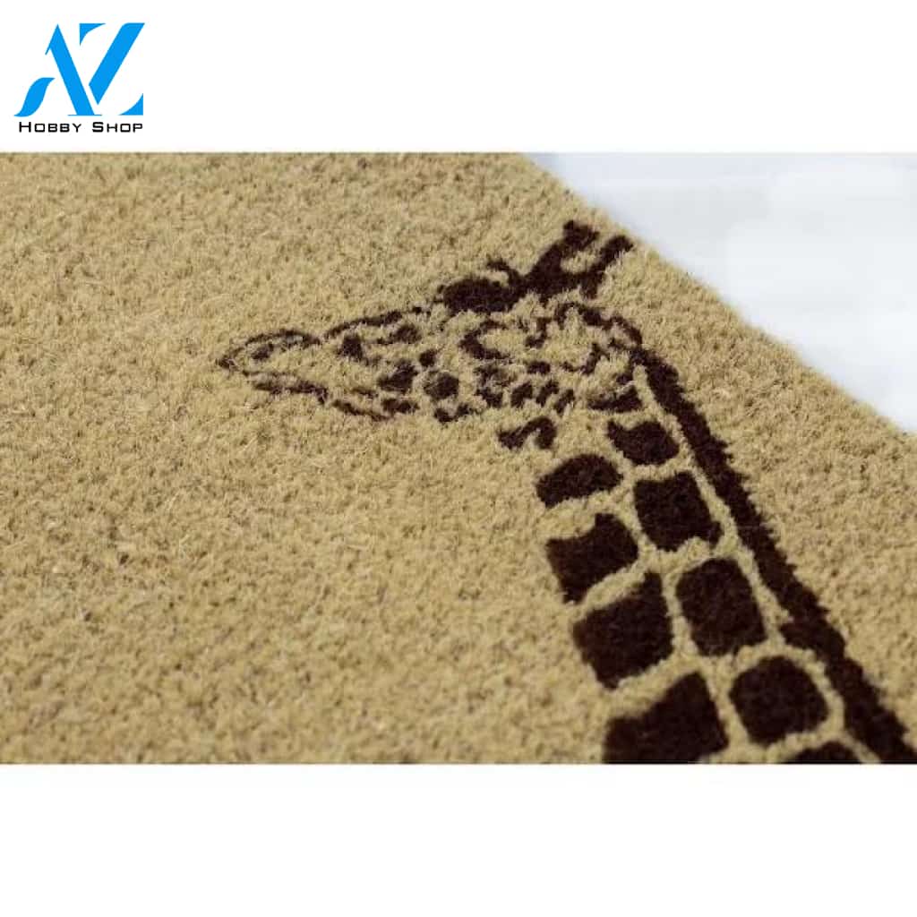 Entryways Giraffe Handwoven Coconut Fiber Doormat Brow
