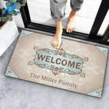 Euro Welcome Pattern Family Name Custom Doormat Personalized Doormat Housewarming Gift Custom Welcome Mat