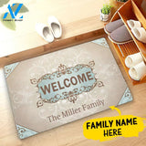 Euro Welcome Pattern Family Name Custom Doormat Personalized Doormat Housewarming Gift Custom Welcome Mat
