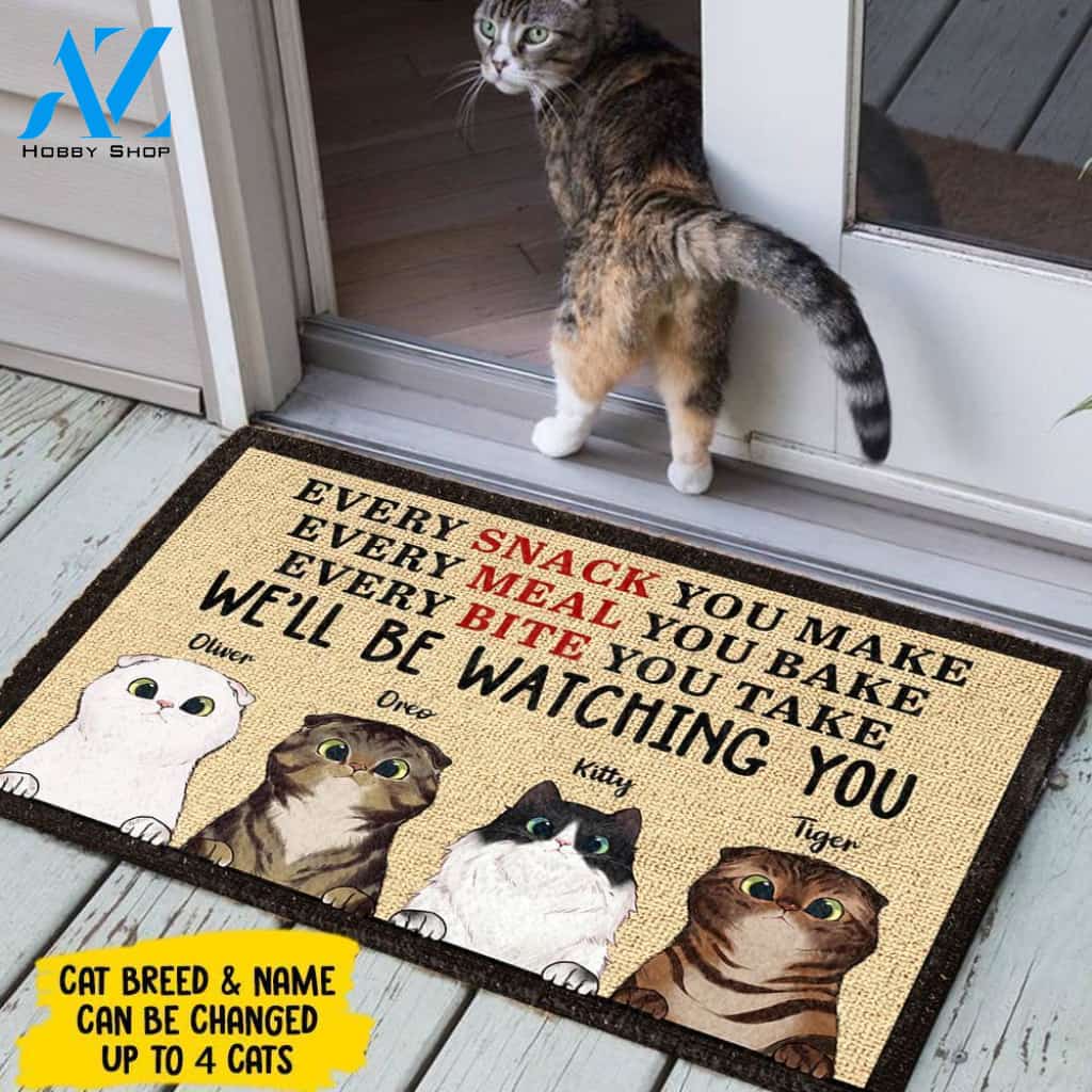 Every Bite You Take I'll Be Watching You - Funny Personalized Cat Doormat 
