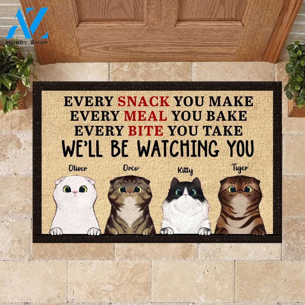 Every Bite You Take I'll Be Watching You - Funny Personalized Cat Doormat 