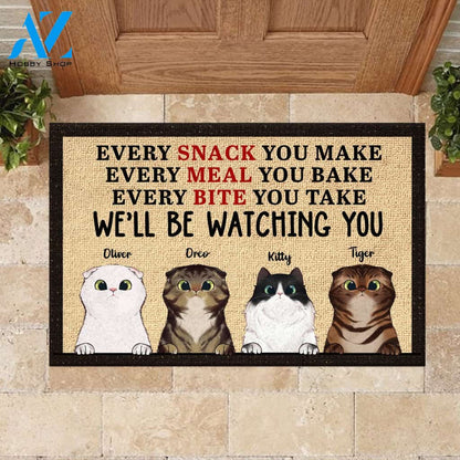 Every Bite You Take I'll Be Watching You - Funny Personalized Cat Doormat 