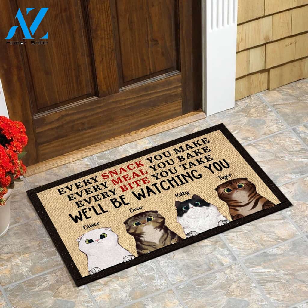 Every Bite You Take I'll Be Watching You - Funny Personalized Cat Doormat 
