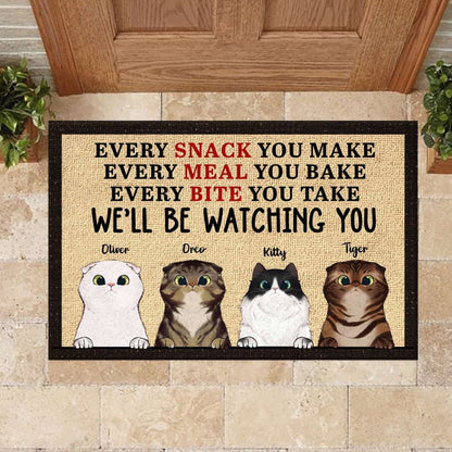 Every Bite You Take Ill Be Watching - Funny Personalized Cat Doormat Door