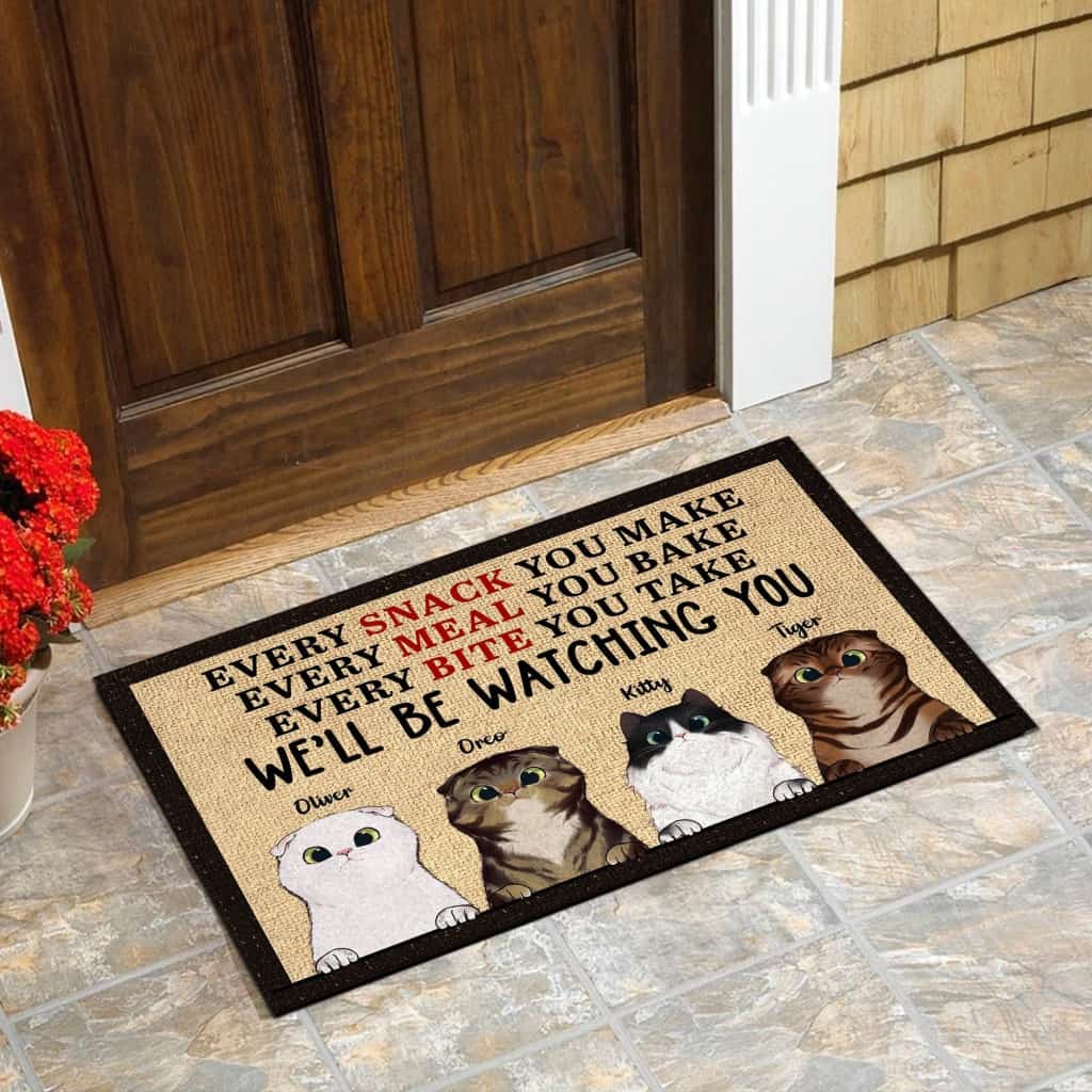 Every Bite You Take Ill Be Watching - Funny Personalized Cat Doormat Door
