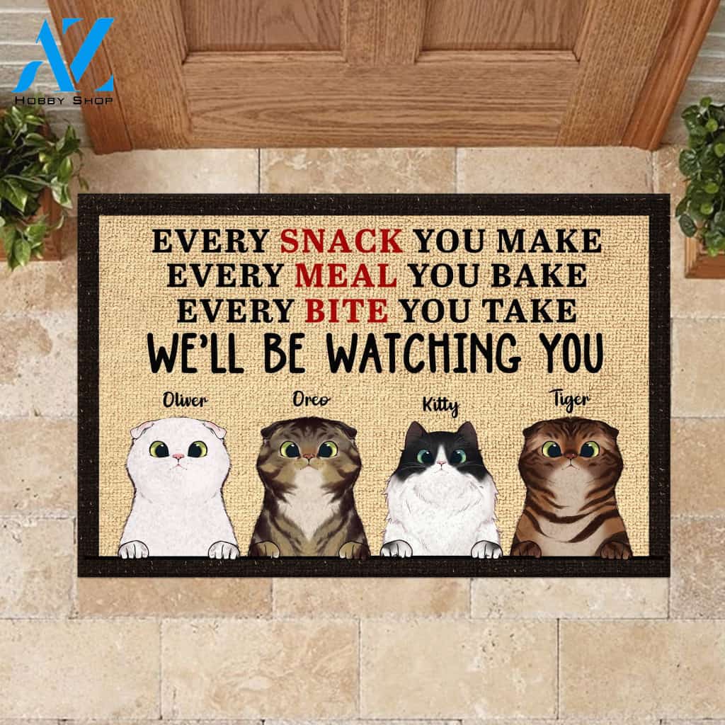 Every Bite You Take I'll Be Watching You - Funny Personalized Cat Doormat | Welcome Mat | House Warming Gift