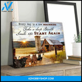 Every Day Is A New Beginning Cows and Farm Canvas Wall Art Farmhouse Decor