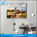 Every Day Is A New Beginning Cows and Farm Canvas Wall Art Farmhouse Decor