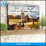 Every Day Is A New Beginning Cows and Farm Canvas Wall Art Farmhouse Decor