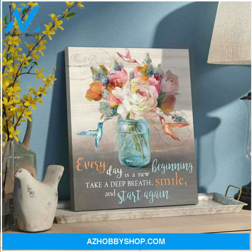 Every Day Is A New Beginning Hummingbird Canvas Wall Art