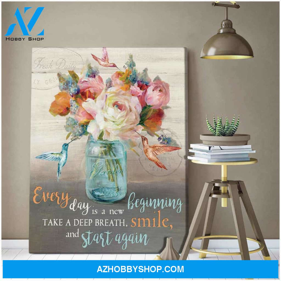Every Day Is A New Beginning Hummingbird Canvas Wall Art