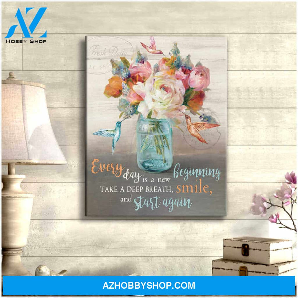 Every Day Is A New Beginning Hummingbird Canvas Wall Art