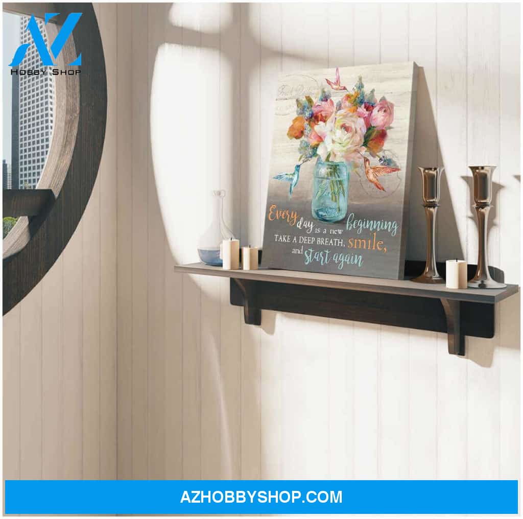 Every Day Is A New Beginning Hummingbird Canvas Wall Art