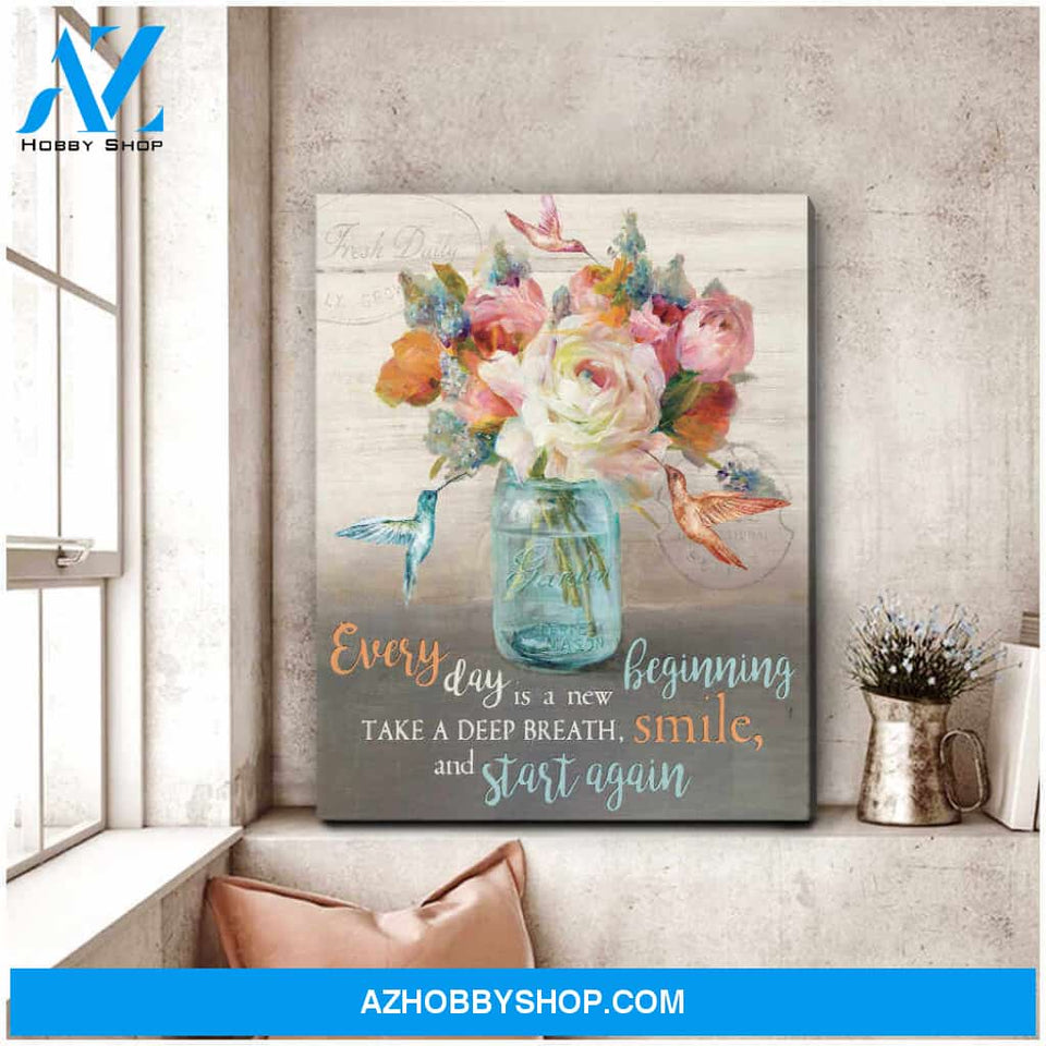 Every Day Is A New Beginning Hummingbird Canvas Wall Art