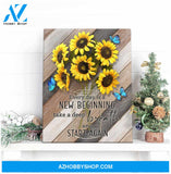 Every Day Is A New Beginning Sunflower and Butterfly Canvas Wall Art Decor