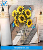 Every Day Is A New Beginning Sunflower and Butterfly Canvas Wall Art Decor