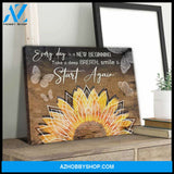 Every Day Is A New Beginning Sunflower and Butterfly Canvas Wall Art Decor